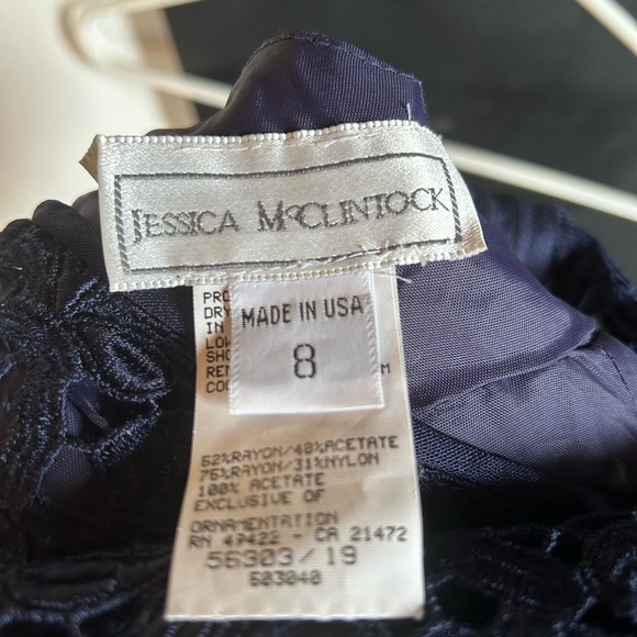Vintage 90's Jessica McClintock Blue Crochet Maxi Party Prom Dress Size 8 - Picture 10 of 11